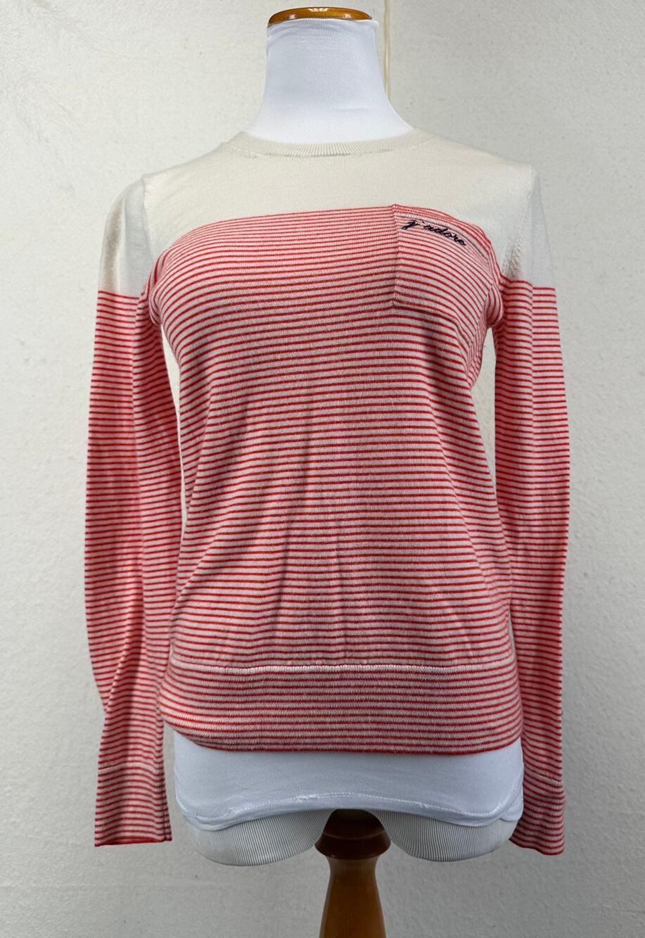 Banana Republic Striped Merino Wool Crewneck Sweater Embroidered J'Adore SZ M
